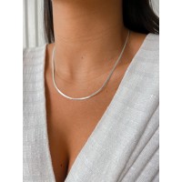 Gargantilha Fita/ laminada 45 cmt  Prata 925 