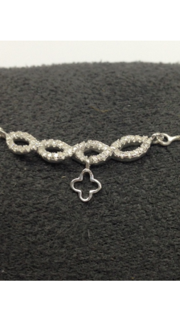 G-24 Gargantilha infinito  Prata 925   Zirconias Brancas
