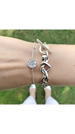 Pulseira Corações  Ellos Em Prata 925