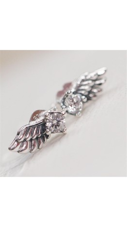 Brincos Asas Prata 925 e Zirconia