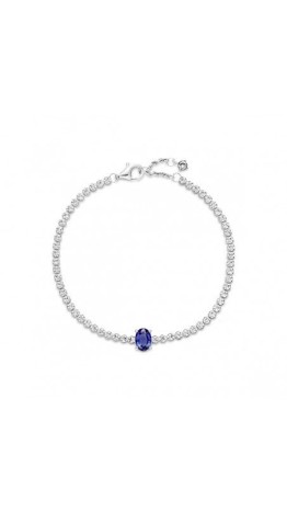 Pulseira Riviera Prata 925 & Zirconia Oval luxo Azul 