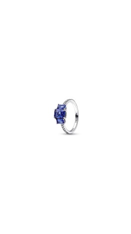 Anel Azul Brilhante Prata 925 Zirconias 