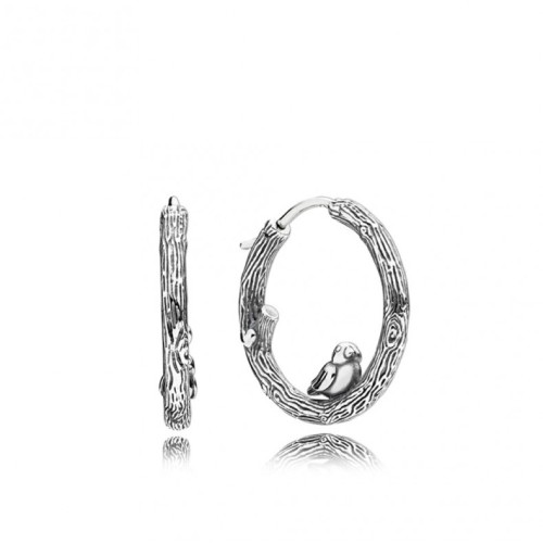 Br-06 Brincos Argola Pássaro Prata 925
