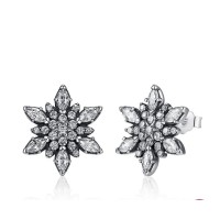 Br-64 Brincos Luxuoso Floco de Neve Zirconias Branca e Prata 925