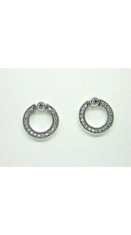 Brincos Pavê circulos Zirconias Prata 925