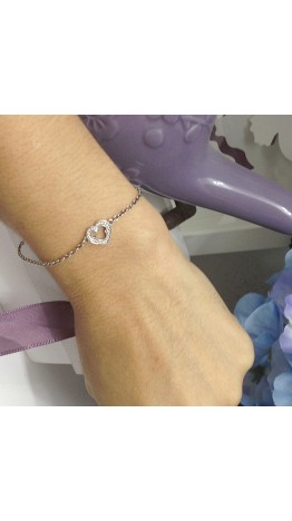 PL-19 Pulseira Face In Love Ratinho em Prata 925 e Zircônias Brancas