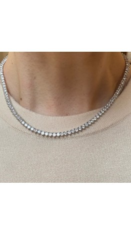 Colar Riviera Zirconias  Cristal SEMIJOIAS)